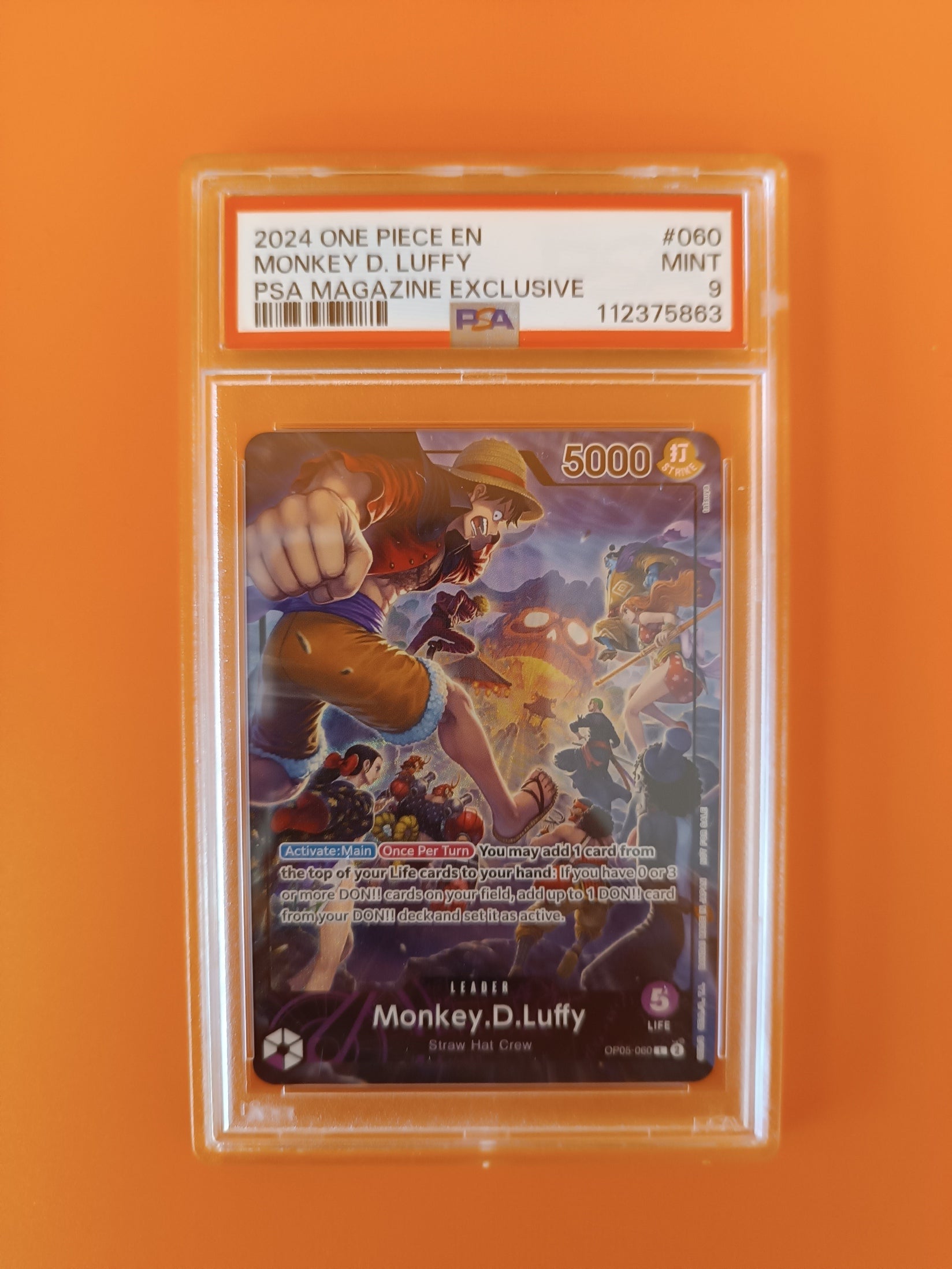 CArta Gradata PSA 9 Monkey D. Luffy MAgazine